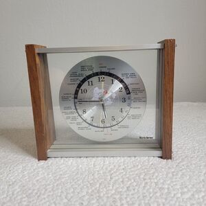 Vintage Verichron Executive World Time Desk Top Clock Teak 1969 For Parts Only